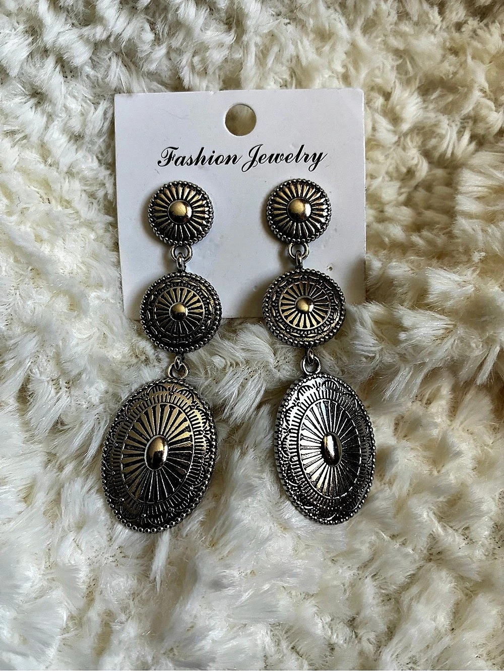 Statement Dangle Earrings in Black & Silver NWT